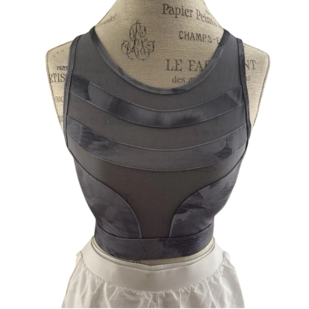 🔥 LA SOCIETY Abstract gray silver mesh Sports Bra Size Small